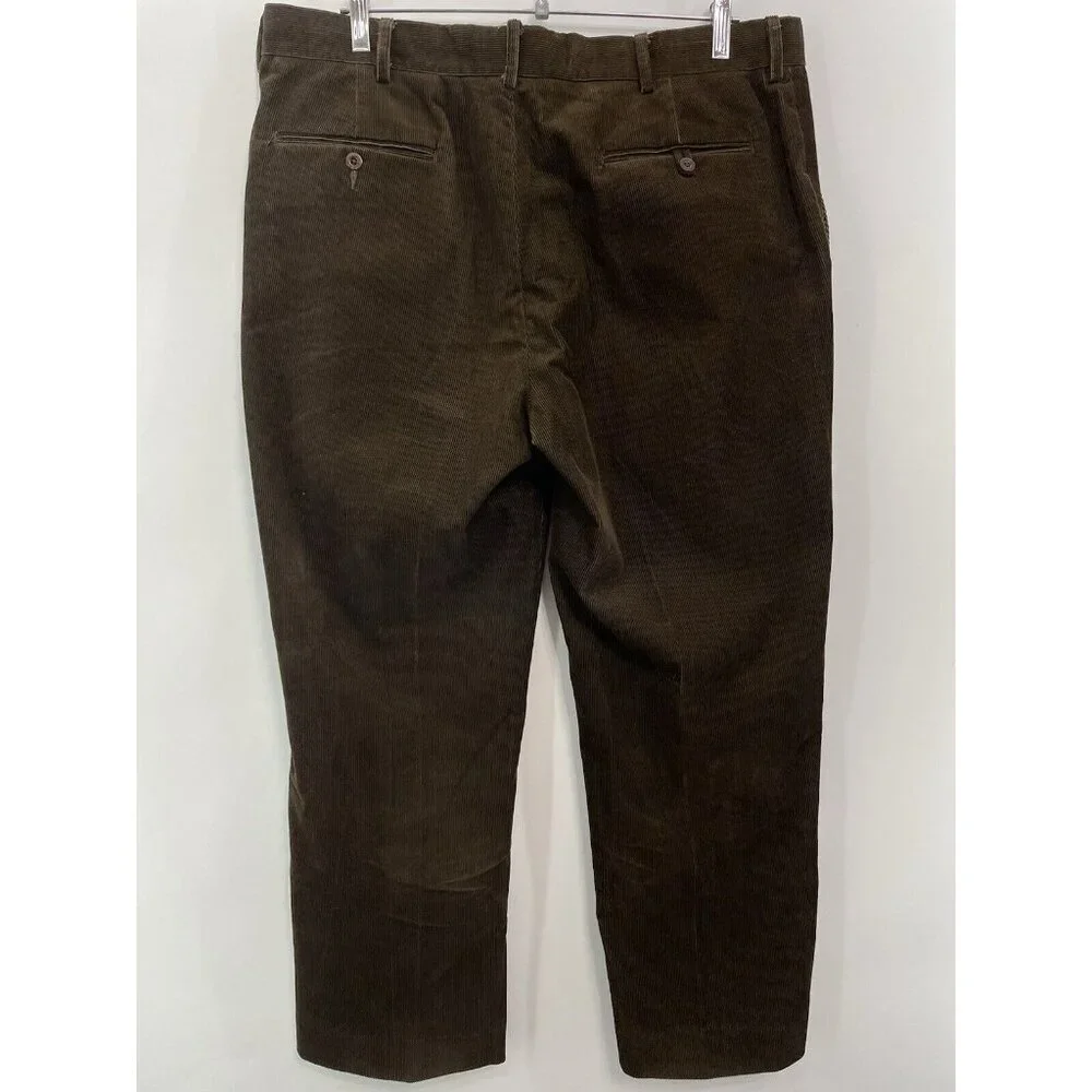 Vintage Polo Ralph Lauren Preston Corduroy Pants Wide Leg Preppy Brown Men 36x27